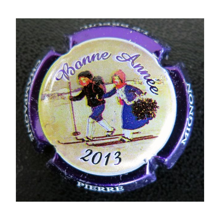 Capsule Muselet de bouteille de champagne MIGNON Pierre n° 84a contour violet métallisé