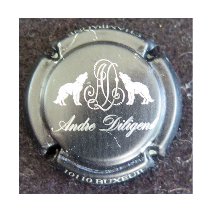 Capsule Muselet de bouteille de champagne DILIGENT André & Fils n°7b noir mat et argent