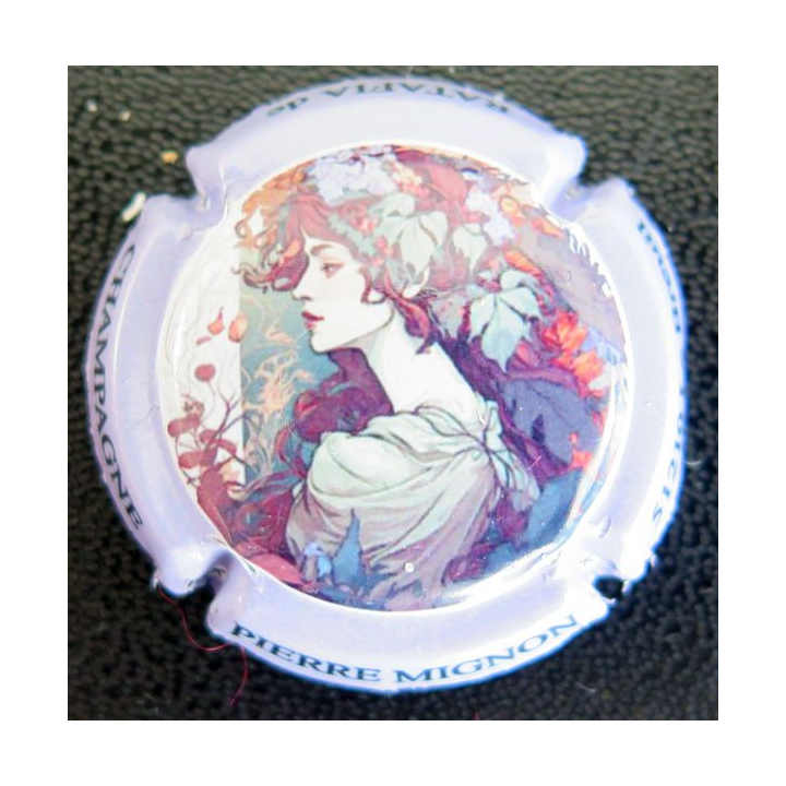 Capsule Muselet de bouteille de champagne MIGNON Pierre n° 303b ratafia, contour mauve
