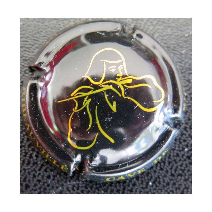 Capsule Muselet de bouteille de crémant D'Alsace CAVE DE RIBEAUVILLÉ  n° 1 noir et or