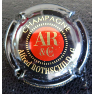Capsule Muselet de bouteille de champagne ROTHSCHILD Alfred n° 2, noir rouge et or avec nom