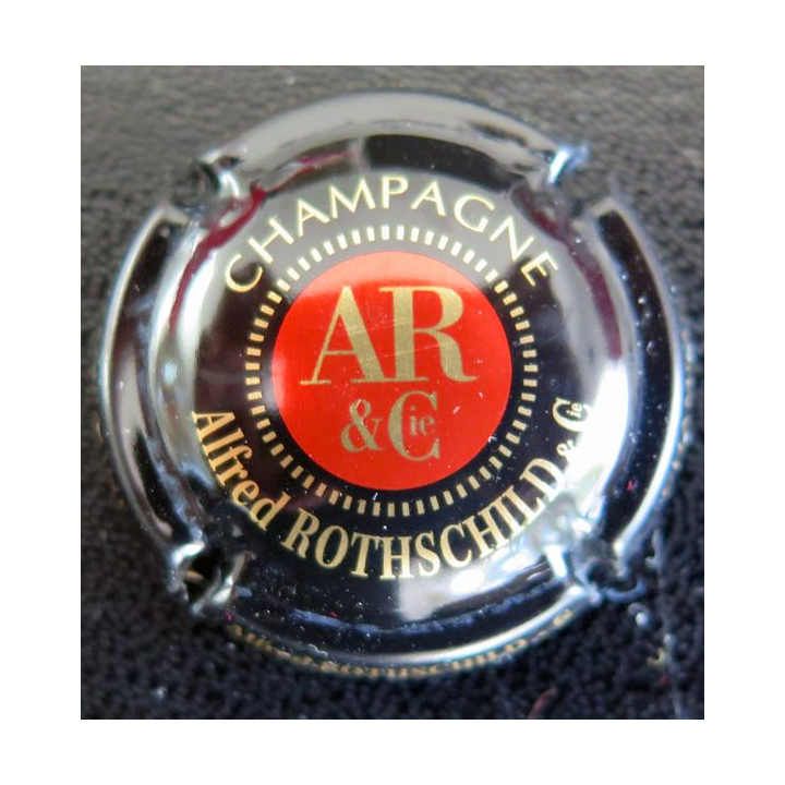 Capsule Muselet de bouteille de champagne ROTHSCHILD Alfred n° 2, noir rouge et or avec nom