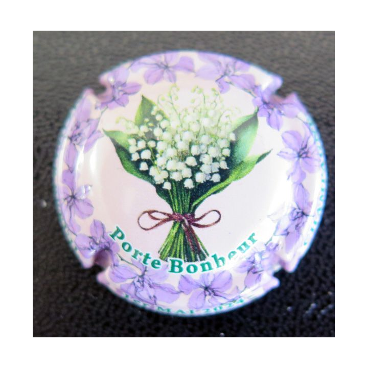 Capsule Muselet de bouteille de champagne MIGNON Pierre n° 292c 1° mai 2024 fond rose pâle