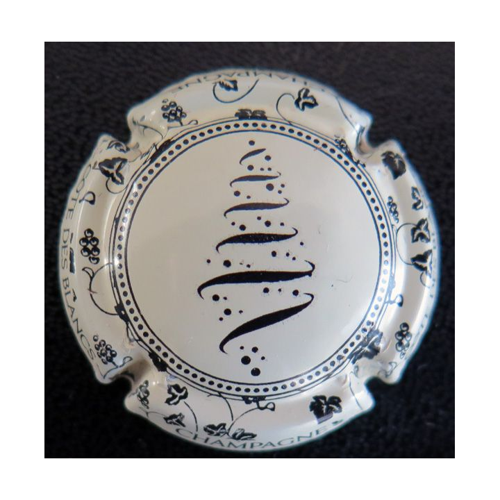Capsule Muselet de bouteille de champagne COTE DES BLANCS n° 2c fond crème