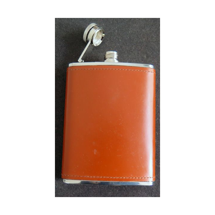 Flasque en acier inoxydable de 6 oz 180 ml drapée de cuir