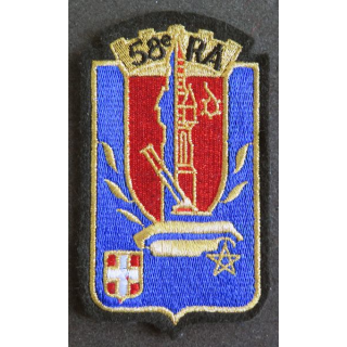 58° RA : insigne tissu de calot du 58° régiment d'Artillerie