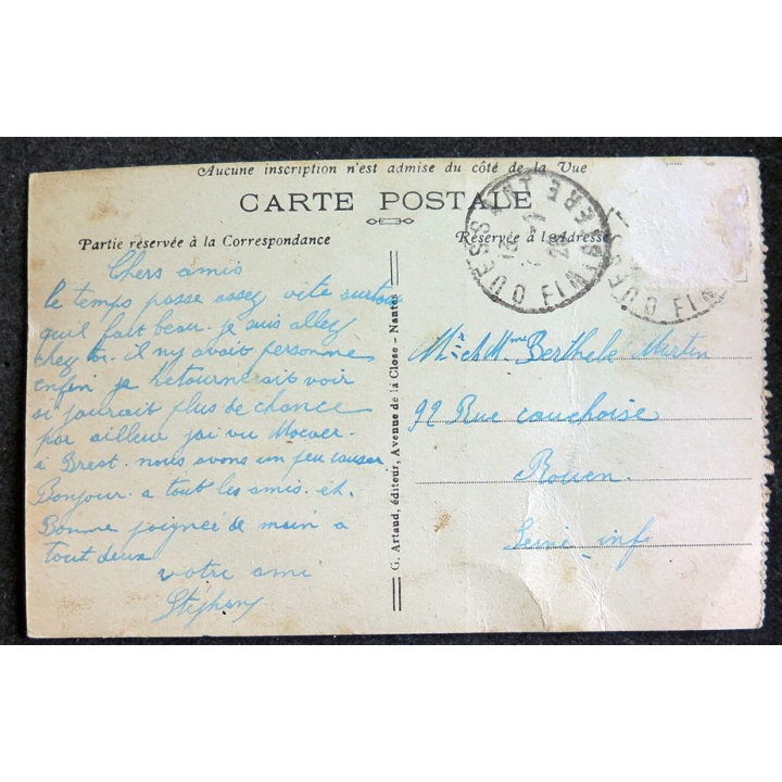 Carte Postale N & B Ile d'Ouessant n° 46 Le petit port de Guizinn au clair de lune