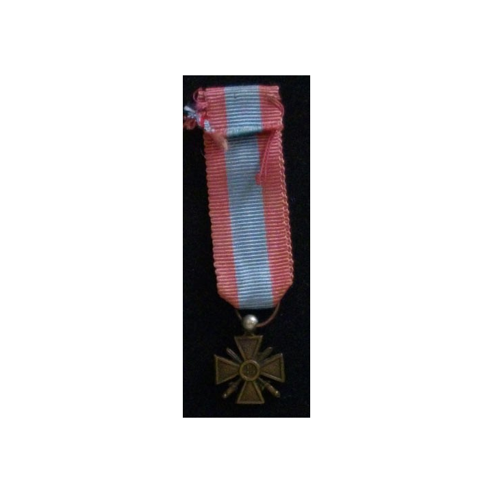 FRANCE : CROIX DE GUERRE 1914-18 EN RÉDUCTION AVEC RUBAN TOE