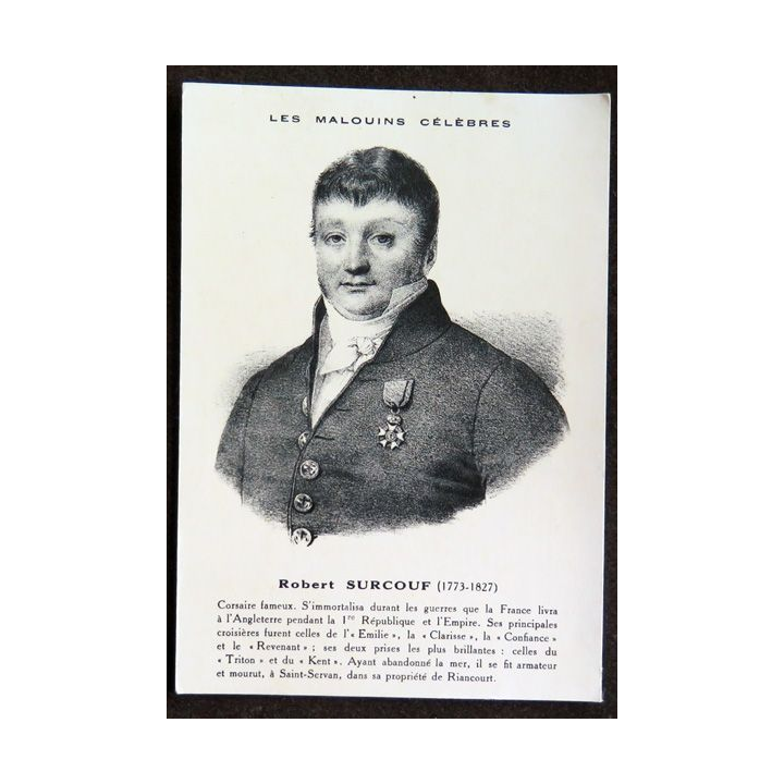 Carte Postale Les Malouins célèbres Robert Surcouf