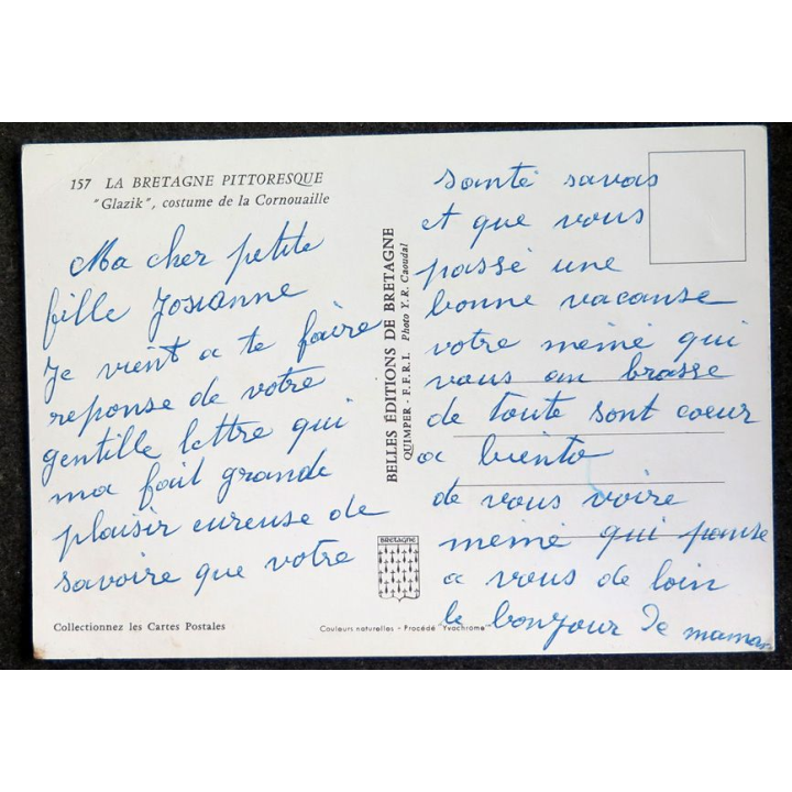 Carte Postale La Bretagne Pittoresque Glazik, costume de Cornouaille
