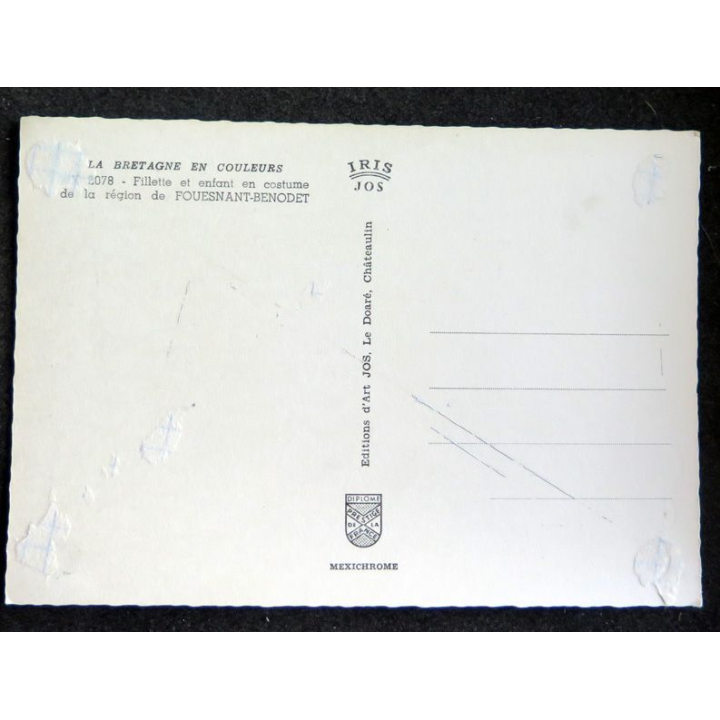 Carte Postale La Bretagne en couleurs Fillette et enfant en costume de la région de Fouesnant Bénodet