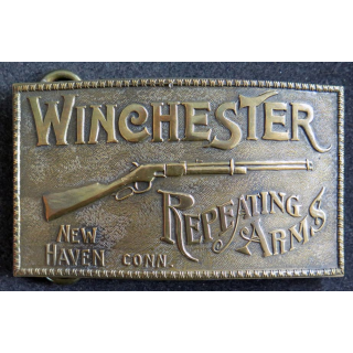 USA : Grosse boucle de ceinturon Tiffany en métal épais Winchester 6 x 10 cm