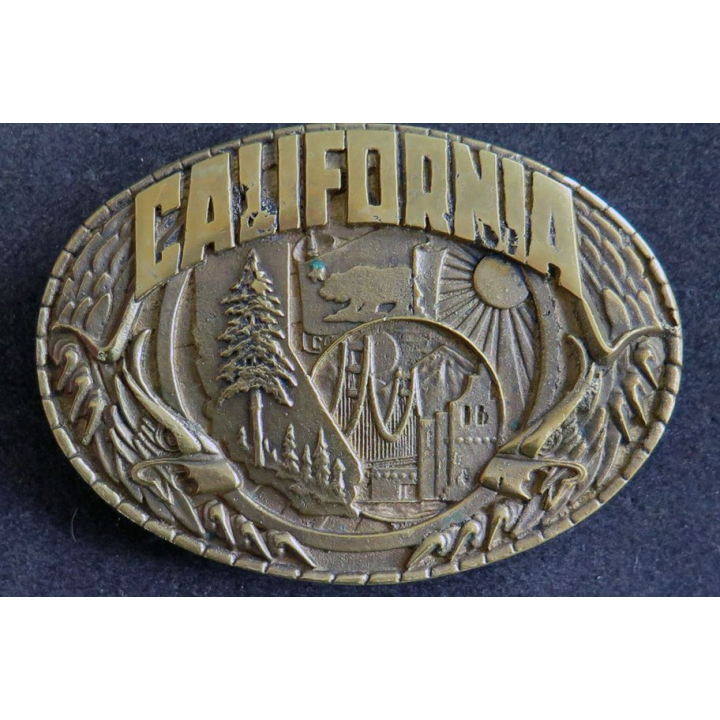 USA : Grosse boucle de ceinturon laiton épais California The Outpost