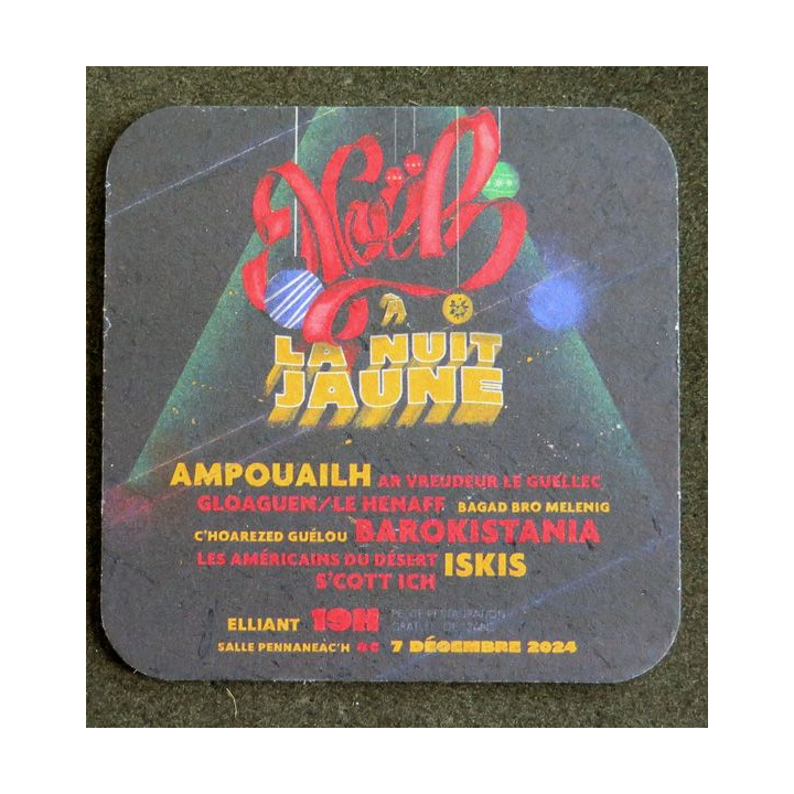 DESSOUS DE VERRE A BIÈRE Coreff Noël la nuit jaune largeur 9 cm