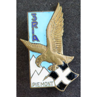 3° RIA : Insigne métallique du 3° régiment d'infanterie alpine de fabrication Drago Paris G. 1362 en émail de 1962