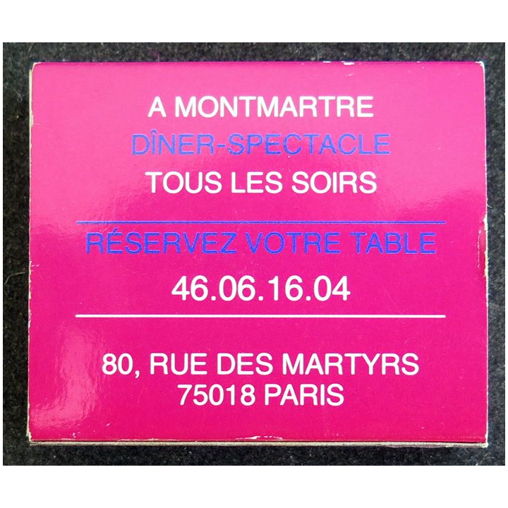 BOITE D'ALLUMETTES : Michou Montmartre Paris (vide)