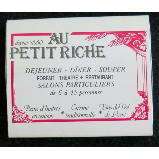 BOITE D'ALLUMETTES : Au Petit Riche Paris (neuve)