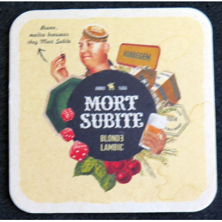 DESSOUS DE VERRE A BIÈRE Mort subite Blonde Lambic 9 x 9 cm