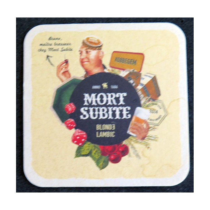 DESSOUS DE VERRE A BIÈRE Mort subite Blonde Lambic 9 x 9 cm