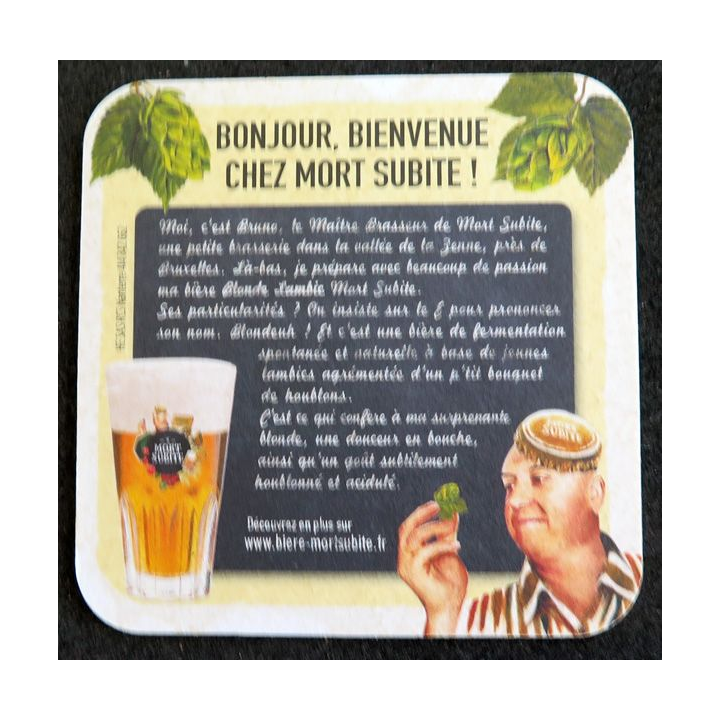 DESSOUS DE VERRE A BIÈRE Mort subite Blonde Lambic 9 x 9 cm
