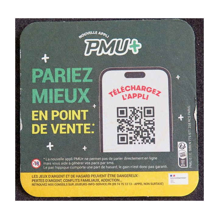 DESSOUS DE VERRE A BIÈRE PMU+