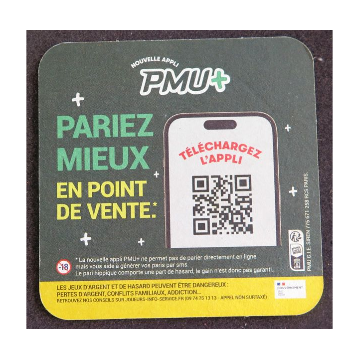DESSOUS DE VERRE A BIÈRE PMU+