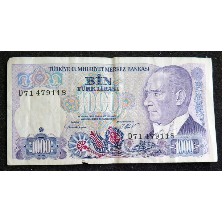 TURQUIE : Billet de banque de 1000 Lires Sultan ottoman El Gran