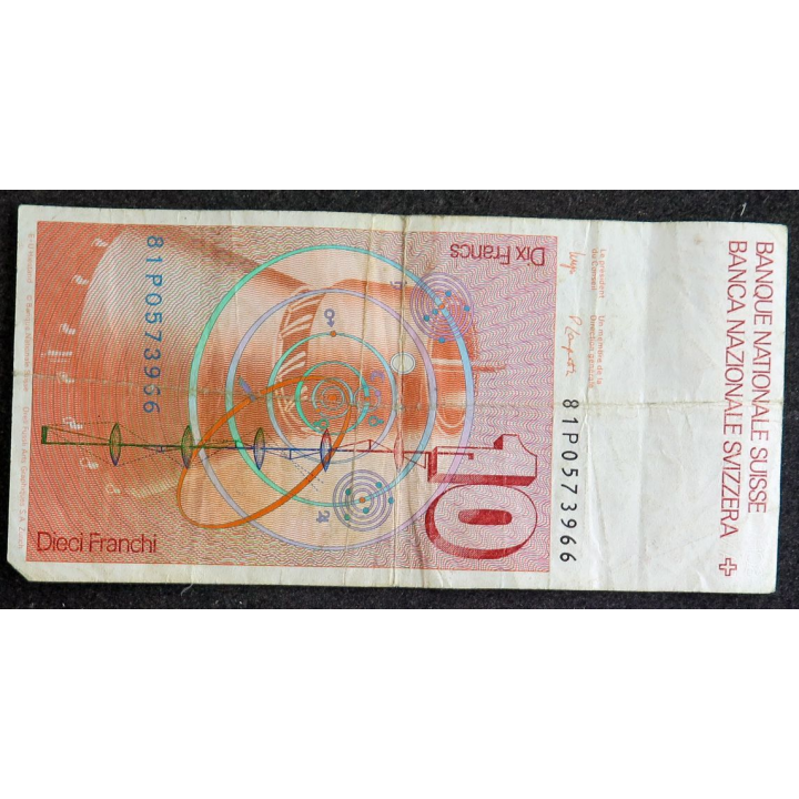 SUISSE : Billet de banque de 10 Francs suisses Léonard Euler