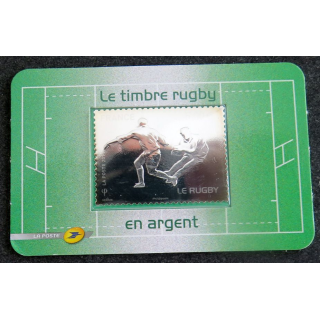 Timbre rugby en argent 