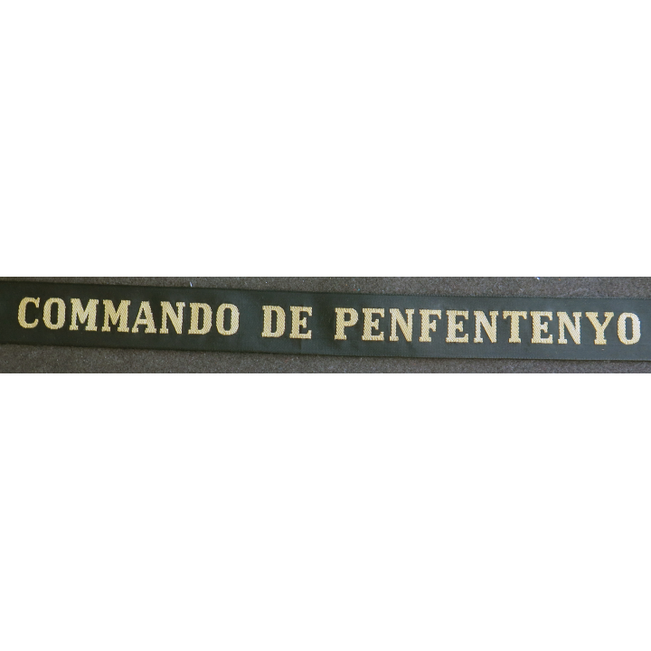 MARINE : bande de bachi de marin "COMMANDO DE PENFENTENYO" longueur 65 cm fils dorés