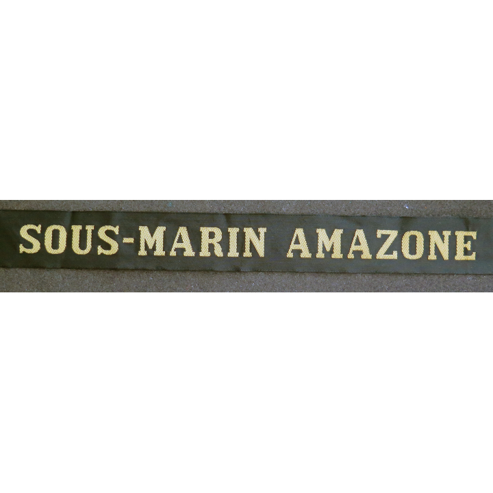 MARINE : bande de bachi de marin "SOUS-MARIN AMAZONE" longueur 65 cm fils dorés