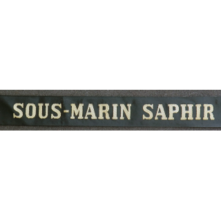 MARINE : bande de bachi de marin "SOUS-MARIN SAPHIR" longueur 65 cm fils dorés
