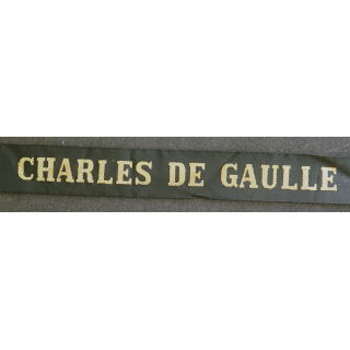 MARINE : bande de bachi de marin "CHARLES DE GAULLE" longueur 65 cm fils dorés