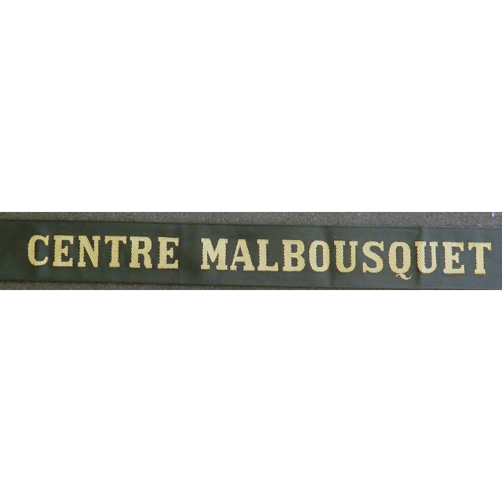 MARINE : bande de bachi de marin "CENTRE MALBOUSQUET" longueur 65 cm fils dorés