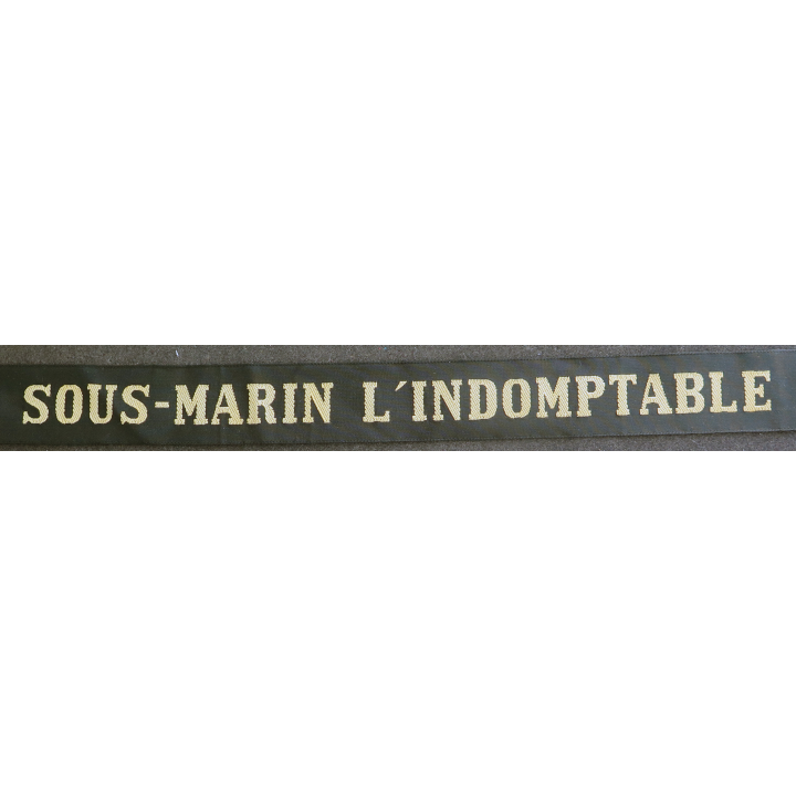 MARINE : bande de bachi de marin "SOUS-MARIN LE TERRIBLE" longueur 65 cm fils dorés
