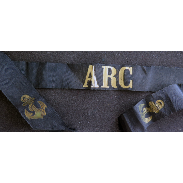 MARINE : bande de bachi de marin "ARC" longueur 86 cm imprimé ancres en bou