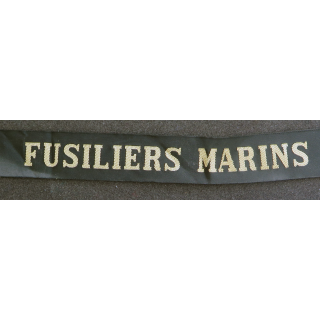 MARINE : bande de bachi de marin "FUSILIERS MARINS" longueur 65 cm fils dorés
