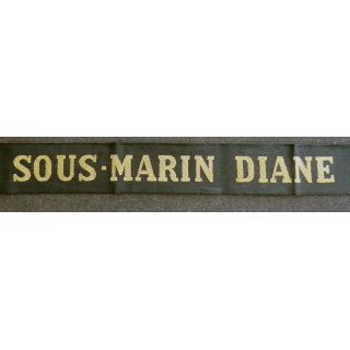 MARINE : bande de bachi de marin "SOUS-MARIN DIANE" longueur 65 cm fils dorés
