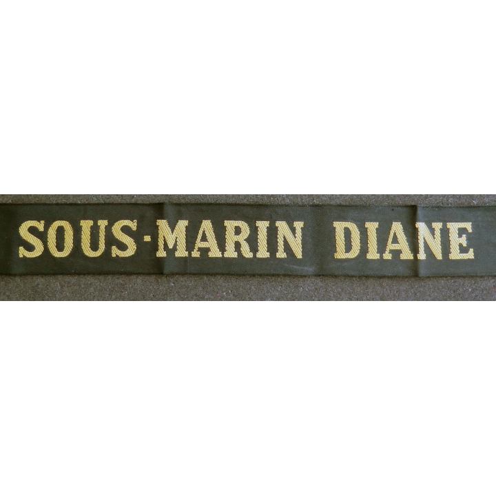MARINE : bande de bachi de marin "SOUS-MARIN DIANE" longueur 65 cm fils dorés