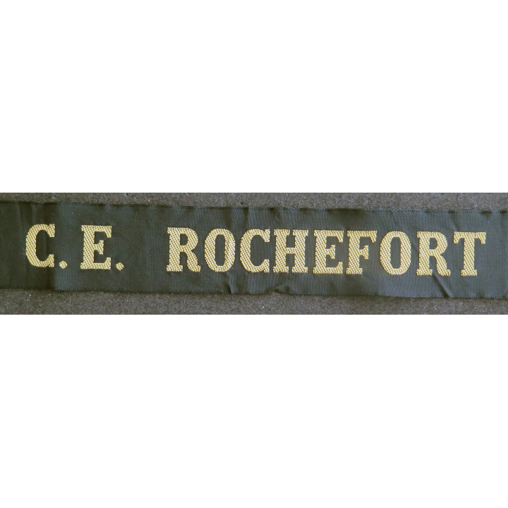 MARINE : bande de bachi de marin "C.E. ROCHEFORT" longueur 65 cm fils dorés