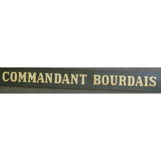 MARINE : bande de bachi de marin "COMMANDANT BOURDAIS" longueur 65 cm fils dorés