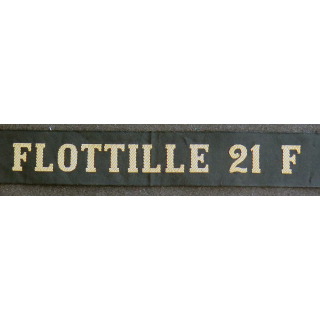 MARINE : bande de bachi de marin "FLOTTILLE 21 F" longueur 65 cm fils dorés