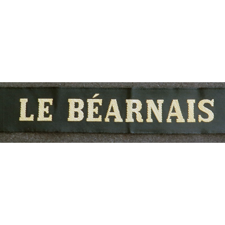MARINE : bande de bachi de marin "LE BEARNAIS" longueur 65 cm fils dorés