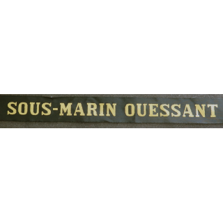 MARINE : bande de bachi de marin "SOUS-MARIN OUESSANT" longueur 65 cm fils dorés