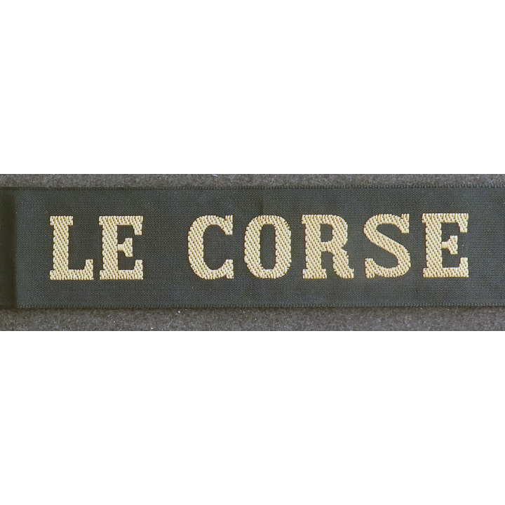 MARINE : bande de bachi de marin "LE CORSE" longueur 65 cm fils dorés