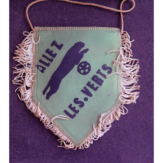 Vieux Fanion 9 x 13 cm de l'AS Saint Etienne Allez les verts avec franges