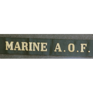 MARINE : bande de bachi de marin "MARINE A.O.F." longueur 65 cm fils dorés