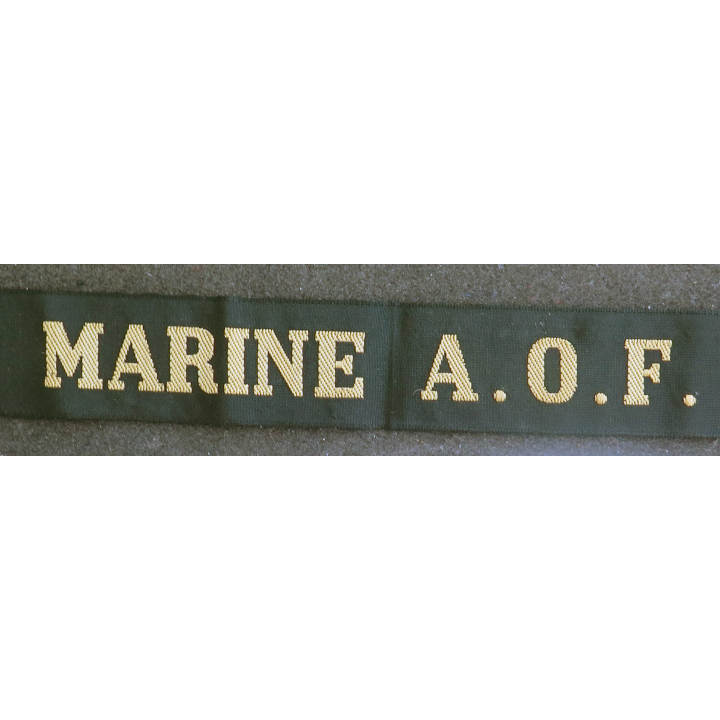 MARINE : bande de bachi de marin "MARINE A.O.F." longueur 65 cm fils dorés