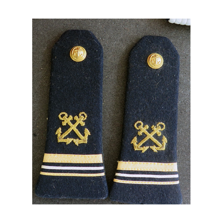Paire de fourreaux d'épaule de Major de la Marine Nationale ancres en cannetille