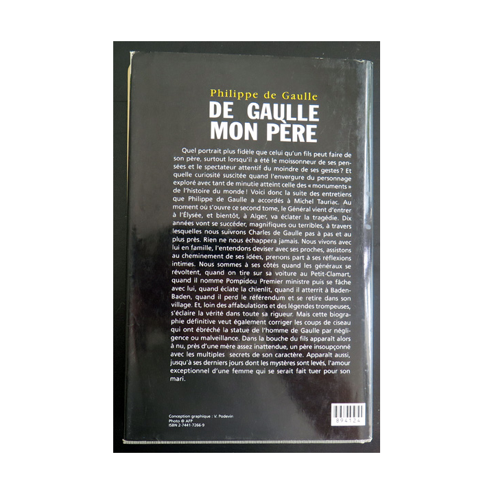 De Gaulle mon Père par Philippe De Gaulle entretiens avec Michel Tauriac
